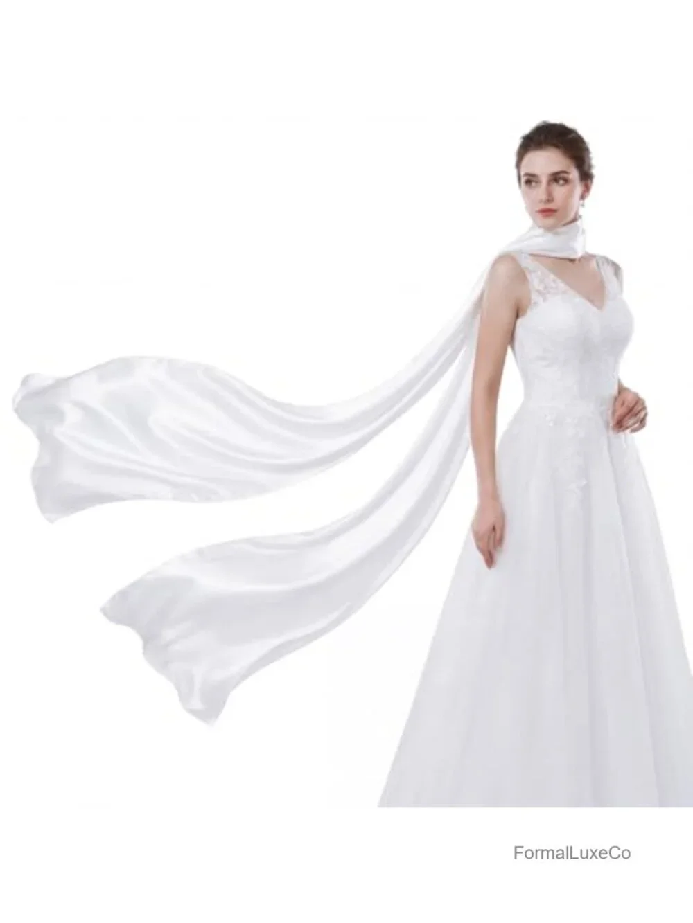 Bridal Neck Scarf Detachable Wedding Shawl Satin
